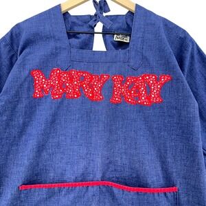 VTG 70s Mary Kay Design House Artist Smock Chambray Apron Dress Retro Tunic 70s‎